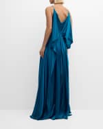 Image 3 of 6: E.Stott Alison Draped A-Line Silk Gown