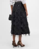 Image 4 of 6: Brunello Cucinelli Tropical Lux Feather Sequin Embroidered Midi Skirt