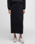 Image 2 of 6: Brunello Cucinelli Smooth Cotton Fleece Midi Travel Skirt
