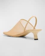 Image 3 of 6: Loewe Petal Mesh Slingback Pumps