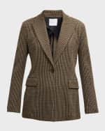 Image 1 of 6: Rosetta Getty Houndstooth Peak Lapel Blazer