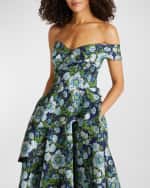 Image 5 of 5: Theia Tatum Floral Peplum A-Line Midi Dress