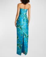 Image 3 of 5: Theia Cleo Strapless Floral Column Gown