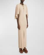 Image 5 of 6: Chloe Crepe Jersey Cape Maxi Dress