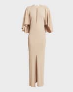 Image 1 of 6: Chloe Crepe Jersey Cape Maxi Dress
