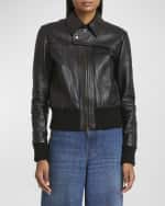 Image 2 of 6: Chloe Glossy Leather Moto Jacket