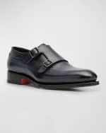 Image 4 of 5: Santoni Men's Eros Double-Monk Strap Loafers