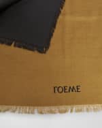 Image 3 of 4: Loewe Fringed Color Block Wool & Silk Square Scarf