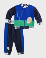 Image 1 of 2: Florence Eiseman Boy's Football French Terry Jacket & Pants Set, Size 9M-4