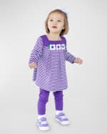 Image 2 of 2: Florence Eiseman Girl's Striped Tunic W Flowers & Leggings Set, Size 12M-6