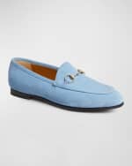 Image 4 of 5: Gucci Jordaan Suede Horsebit Loafers