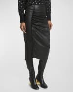 Image 2 of 6: Rabanne Jupe Lambskin Leather Midi Skirt