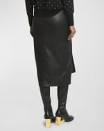 Image 4 of 6: Rabanne Jupe Lambskin Leather Midi Skirt