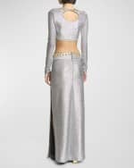 Image 4 of 8: Rabanne Haut Embellished Metallic Jersey Blouse