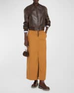 Image 4 of 4: Weekend Max Mara Quincy Front-Slit Cotton Midi Skirt