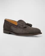 Image 5 of 6: Brunello Cucinelli Men's Suede Tassel Loafers