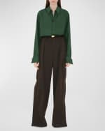 Image 2 of 4: Burberry Brushed Shield Buckled Black Leather Skinny Belt