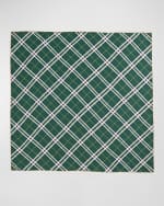 Image 1 of 4: Burberry Green Check Silk Square Scarf