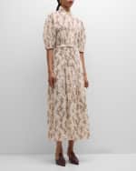 Image 5 of 6: Gabriela Hearst Maude Belted Floral Print Shirtdress