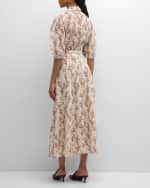 Image 3 of 6: Gabriela Hearst Maude Belted Floral Print Shirtdress
