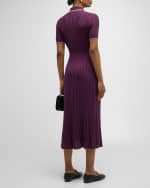 Image 4 of 6: Gabriela Hearst Eyot Short-Sleeve Cashmere Rib Maxi Polo Dress