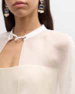 Image 5 of 5: Gabriela Hearst Rowena Silk Cape with Chain Detail