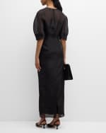 Image 3 of 6: Gabriela Hearst Coretta Sheer Organza Midi Dress