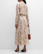 Image 3 of 6: Gabriela Hearst Dugald Bouquet-Print Pleated A-Line Maxi Skirt