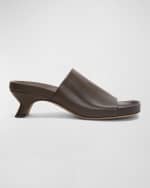 Image 1 of 4: Loewe Ease Leather Kitten-Heel Slide Sandals