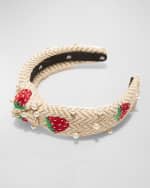 Image 2 of 3: Lele Sadoughi Kids Pearly Embroidered Strawberry Headband