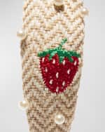 Image 3 of 3: Lele Sadoughi Kids Pearly Embroidered Strawberry Headband