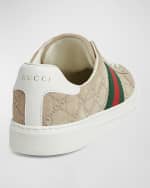 Image 2 of 5: Gucci Ace Web GG Suede Low-Top Sneakers