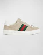 Image 1 of 5: Gucci Ace Web GG Suede Low-Top Sneakers