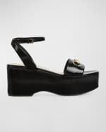 Image 1 of 5: Gucci Lady Patent Horsebit Platform Sandals