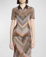 Image 2 of 5: Missoni Chevron Zip Front Polo Top
