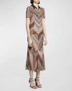 Image 4 of 5: Missoni Chevron Zip Front Polo Top