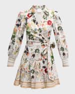 Image 1 of 6: Alice + Olivia Alisa Wrap Godet Mini Shirtdress