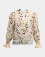 Image 1 of 6: Alice + Olivia Ilan Button-Front Blouse