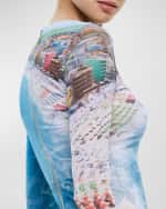 Image 5 of 5: Alice + Olivia Whispering Waves Delora Long-Sleeve Midi Dress