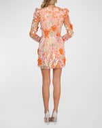 Image 2 of 4: HELSI Erika Puff-Shoulder Floral Applique Mini Dress