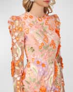 Image 4 of 4: HELSI Erika Puff-Shoulder Floral Applique Mini Dress