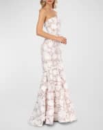 Image 3 of 3: HELSI Jessica Strapless Embroidered Mermaid Gown