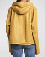 Image 5 of 6: Co Hooded Leather Workwear Pullover