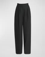 Image 1 of 6: Co Mid-Rise Pleated Wide-Leg Trousers