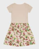Image 4 of 4: Molo Girl's Cissa Combo Floral-Print Dress, Size 3T-6