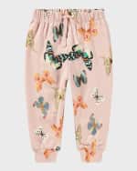 Image 5 of 6: Molo Girl's Simeon Butterfly-Print Joggers, Size 3M-2