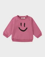 Image 4 of 5: Molo Girl's Disc Happy Face Sweatshirt, Size 3M-2