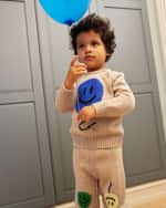 Image 4 of 6: Molo Boy's Sol Happy Face Intarsia Pants, Size 6M-2