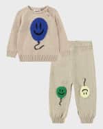 Image 3 of 6: Molo Boy's Sol Happy Face Intarsia Pants, Size 6M-2