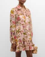 Image 5 of 6: Cinq a Sept Barnes Floral Long-Sleeve Mini Shirtdress